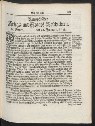 25. Stuck. den 20. Januarii. 1735.
