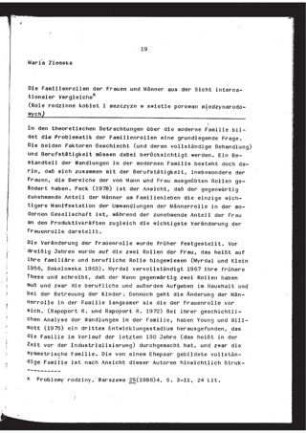 Die Familienrollen der Frauen und Männer aus der Sicht internationaler Vergleiche