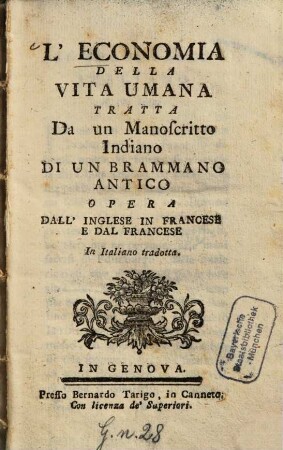 L' economia della vita umana ...
