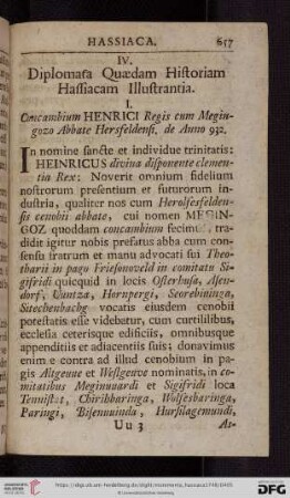 IV. Diplomata Quædam Historiam Hassiacam Illustrantia