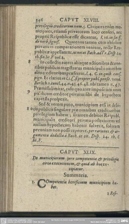 Caput XLIX. De municipiorum iure competentiae & privilegio circa executionem, & quid ab hoc excipiatur