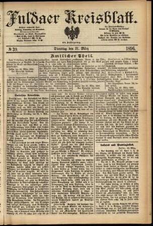Erste Ausgabe vom Dienstag, den 31. März 1896.
