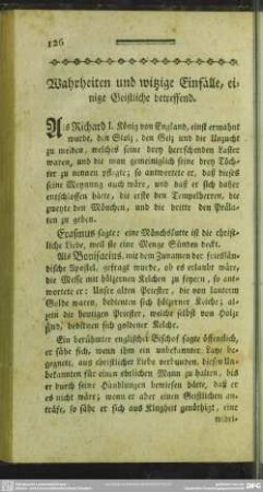 Wahrheiten und witzige Einfälle, einige Geistliche betreffend