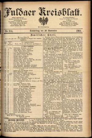 Erste Ausgabe vom Donnerstag, den 26. September 1901.