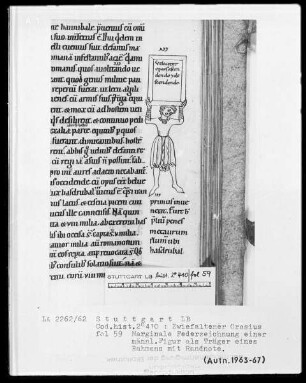 Orosius, Historiarum libri septem adversos paganos — Männliche Figur als Träger eines Rahmens, Folio 59recto