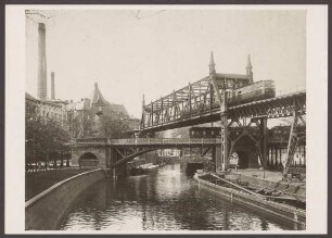 Ansichtskarte Hochbahn und Landwehr-Kanal, Trebbiner Straße