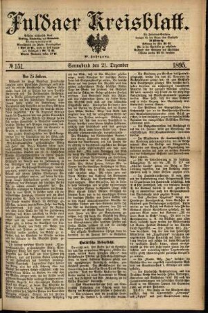 Erste Ausgabe vom Samstag, den 21. Dezember 1895.