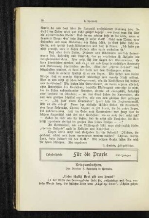 Kriegsandachten : "Unser täglich Brot gib uns heute!" ; [Fortsetzung]