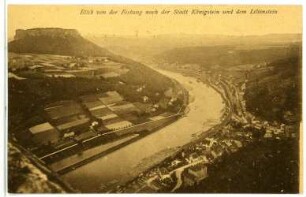 Sächsische Schweiz. Blick auf den Lilienstein und Stadt Königstein, Elbe