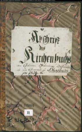 Kirchenbuchduplikate der evangelischen Gemeinde Blasheim, Kreis Lübbecke (GHT 1829) (Gemeinde: Evangelische Gemeinde Blasheim, Kreis Lübbecke)