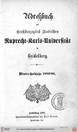 Wintersemester 1889/1890