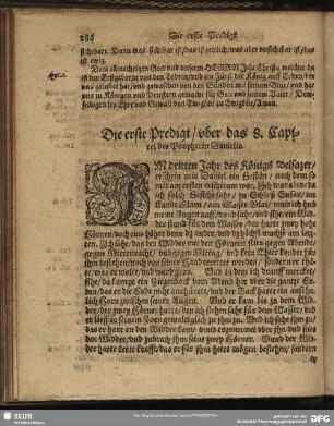 Die erste [- andere] Predigt, uber das 8. Capitel des Propheten Danielis