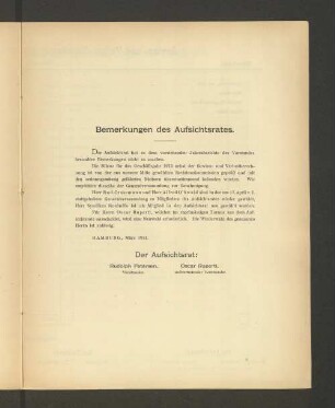 Bemerkungen des Aufsichtsrates.