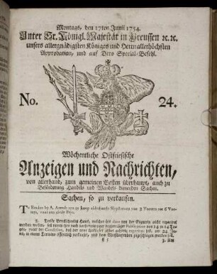 No. 24. Montags, den 17ten Junii, 1754.