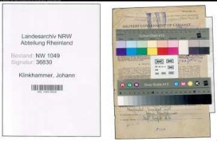 Entnazifizierung Johann Klinkhammer , geb. 06.06.1910 (Ladeschaffner)