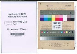 Entnazifizierung Wilhelm Lindermann , geb. 07.05.1903 (Automechaniker)
