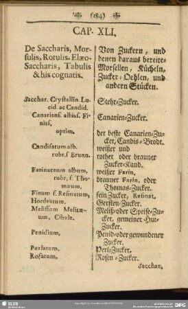 Cap. XLI. De Saccharis, Morsulis, Rotulis, Elaeo-Saccharis, Tabulis & hiscognatis