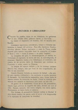 ¿Dictadura o liberalismo?