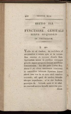 Sectio XLI. De Functione Genitali Sexus Sequioris in universum