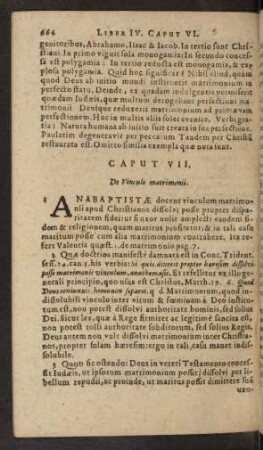 Caput VII. De Vincula matrimonii.