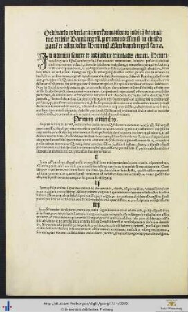 Ordinatio et declaratio reformationis iudicii decanatus ecclesiae Bambergensis.