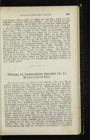 Bedeutung des fremdsprachlichen Unterrichts für die Präparandenschule