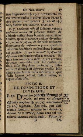 Sectio II. De Definitione Et Divisione.