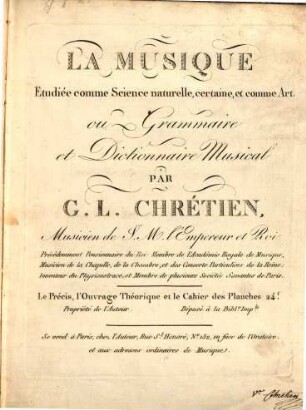 La Musique étudiée comme science naturelle