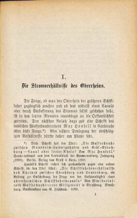 Der oberrheinische Schifffahrts-Canal Straßburg-Speyer : Eine Erwiderung auf die Schrift von Max Honsell: Canal oder Freier Rhein. Herausgg. vom Canal-Comité Speyer