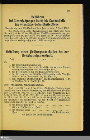 Gebühren bei Untersuchungen durch die Landesstelle für öffentliche Gesundheitspflege