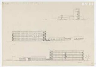 Studienarbeiten: Preisarbeit, Entwurf für Kraftwagenhof, Gaststätte, Ansichten, 1:200