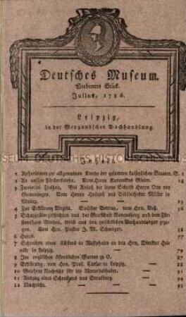 Deutsches Museum. 2. Band. 7.-12. Stück (Juli-Dezember) 1786