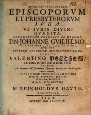 Episcoporum et presbyterorum iura vi iuris divini quaesita