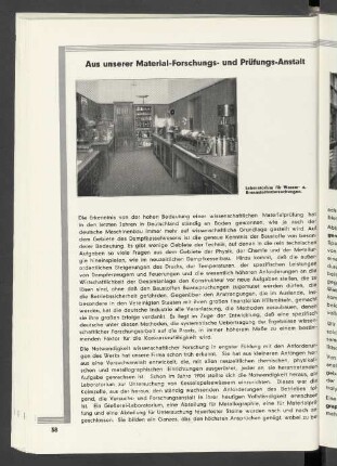 Aus unserer Material-Forschungs- und Prüfungs-Anstalt