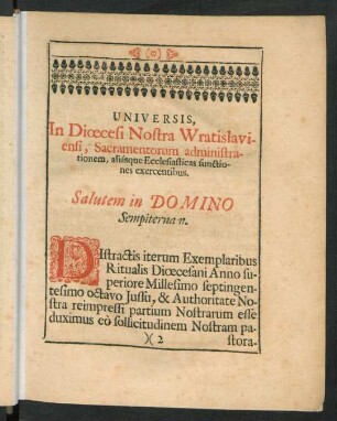 Universis, In Dioecesi Nostra Wratislaviensi, Sacramentorum administrationem, ...