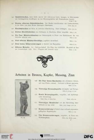 Arbeiten in Bronze, Kupfer, Messing , Zinn (Nr. 148-165)