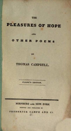 The pleasures of Hope and other poems