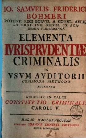 Elementa jurisprudentiae criminalis