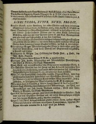 Libri Theol. Futur. Nund. Prodit.