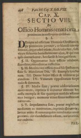 [...] Sectio VIII. De Officio Hominis renati circa proximum in colloquiis civilibus.