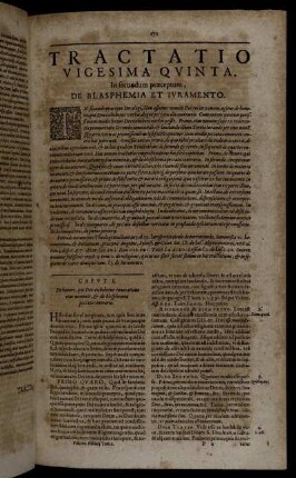 Tractatio Vigesima Quinta. In secundam præceptum, De Blasphemia Et Iuramento.