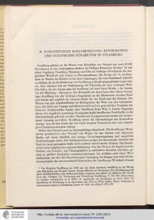II. Humanistische Schulbewegung, Reformation und städtisches Bürgertum in Straßburg