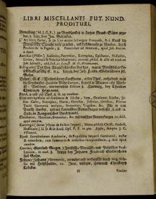 Libri Miscellanei Fut. Nund. Prodituri.