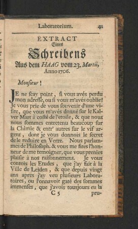 Extract Eines Schreibens