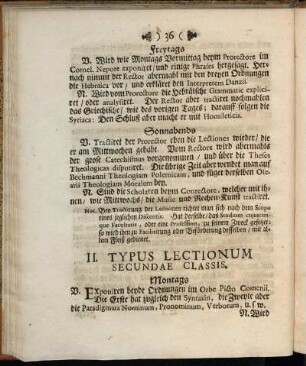 II. Typus Lectionum Secundae Classis.