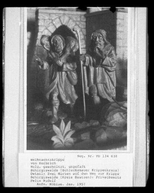 Schirgiswalde, Schluckenauer Krippenkreis, Weihnachtskrippe : Detail einer Krippe mit Hirten