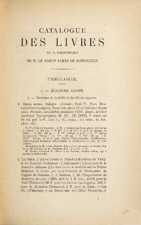 Catalogue des livres composant la bibliothèque de feu le M. le baron James de Rothschild, 1