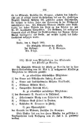 Wahl von Mitgliedern der Akademie der Künste zu Berlin : [II. Akademien und Universitäten]
