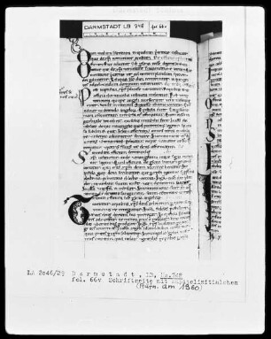Honorius Augustodunensis — Kapitelinitälchen, Folio 66verso