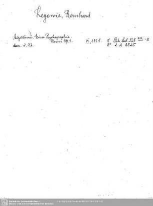 Legenvie, Bernhard: Legenvie, Bernhard